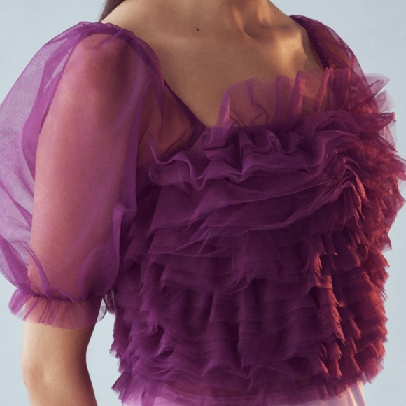 Brand New ENDLESS ROSE ORGANZA RUFFLE CROP TOP - Picture 5 of 9